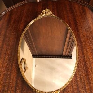 Vintage gold Tray with Mirrora..